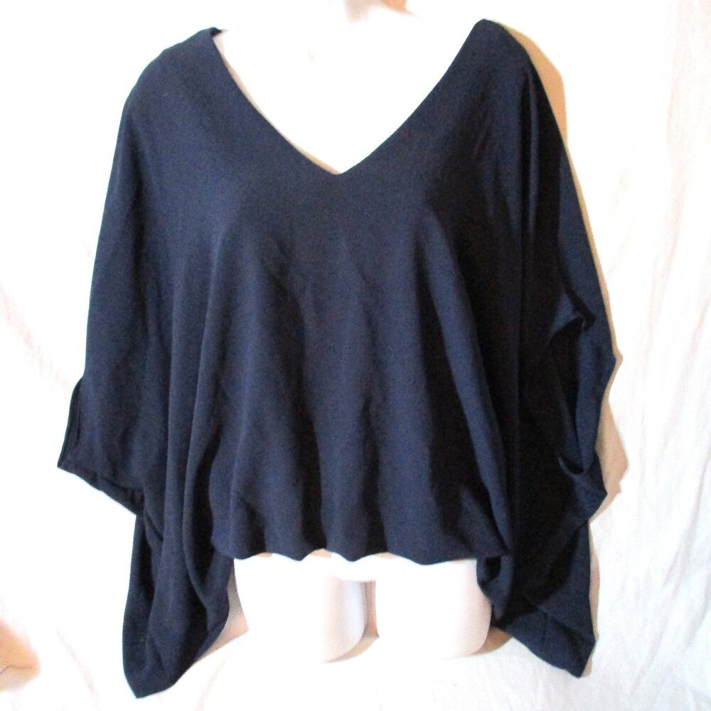 NEW BROOKLYN ROSE Asymmetrical TOP Shirt Blouse NAVY BLUE